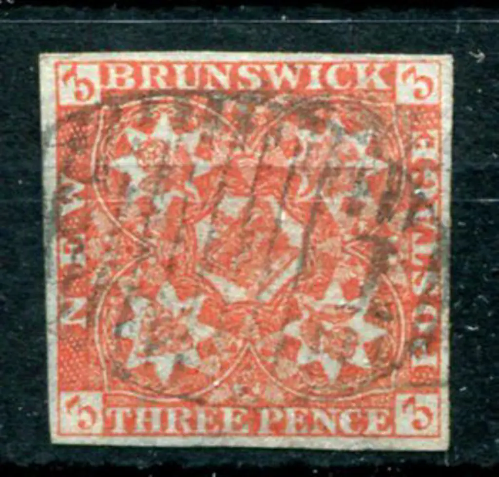 Canada-New Brunswick 1851/60 3d dull red on blued ... Image 1++