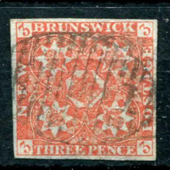 Canada-New Brunswick 1851/60 3d dull red on blued ...