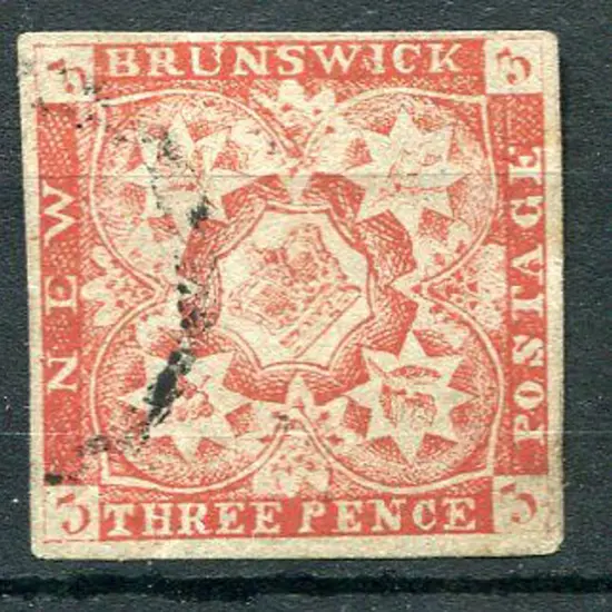 Canada-New Brunswick 1851/60 3d dull red with 4 ...