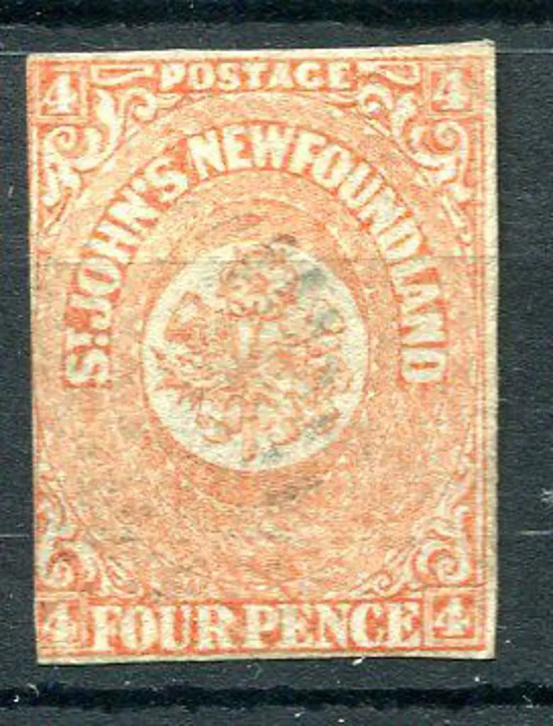 Canada-Newfoundland 1860 4d orange-vermilion with ... Image 1++