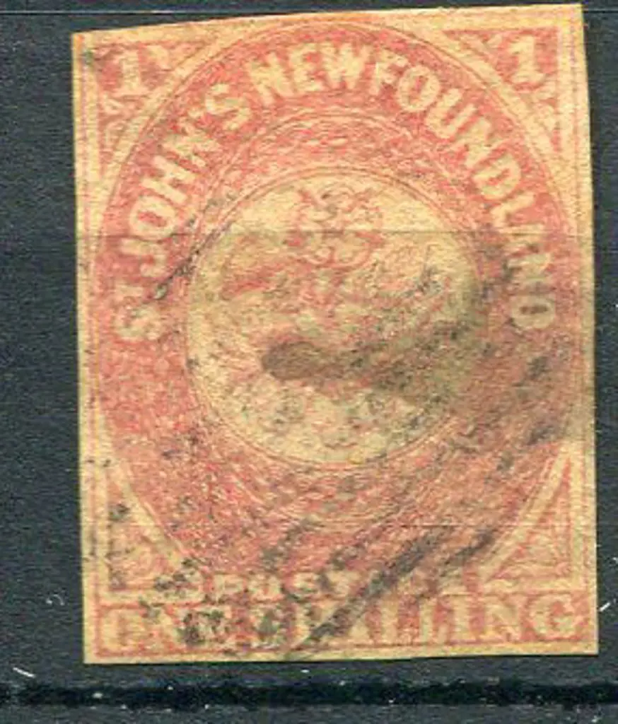 Canada-Newfoundland 1862 1/- rose-lake with 3½ ... Image 1++