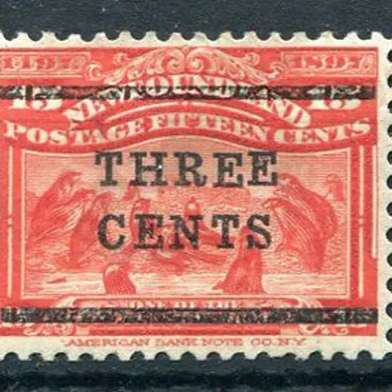 Canada-Newfoundland 1920 "THREE CENTS" surcharges ...