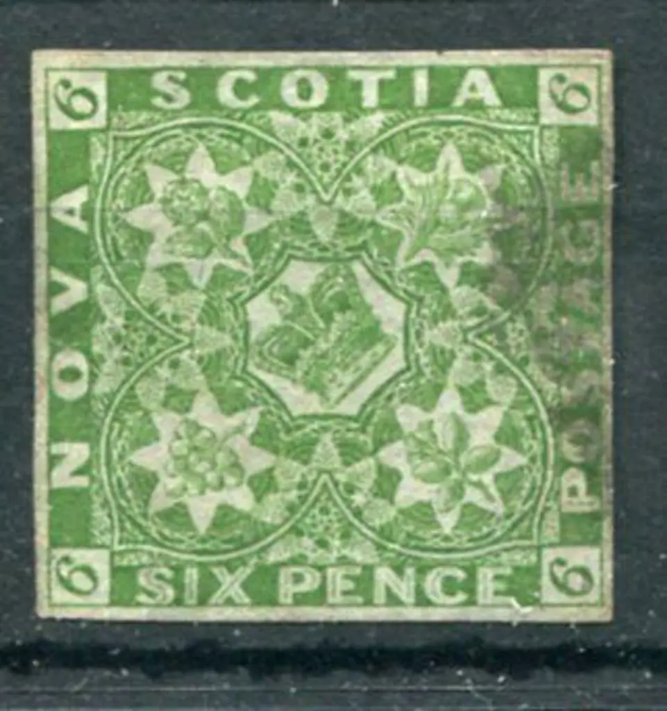 Canada-Nova Scotia 1851/60 6d yellow-green with ... Image 1++