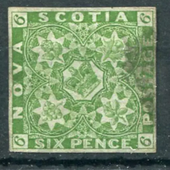 Canada-Nova Scotia 1851/60 6d yellow-green with ...