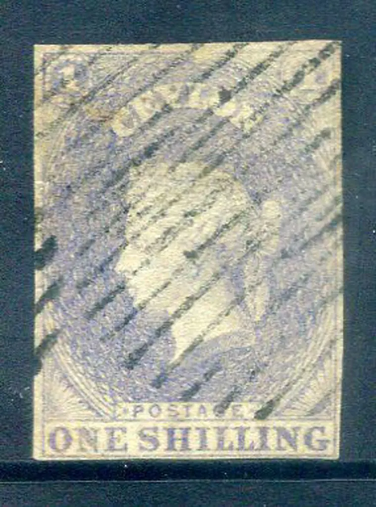 Ceylon 1857 1/- slate violet with close but clear ... Image 1++