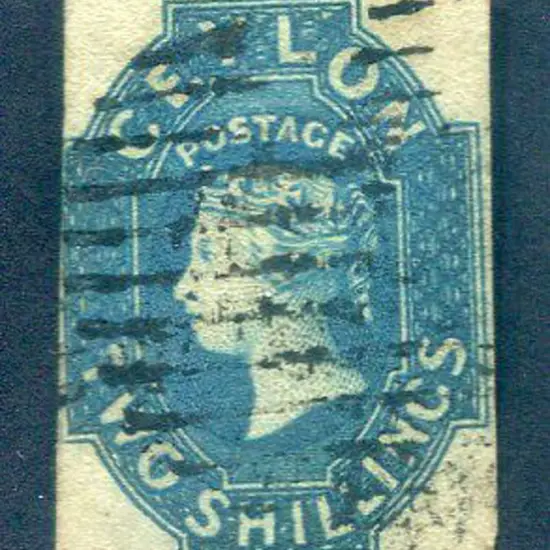 Ceylon 1857 2/- dull blue imperf with clear ...