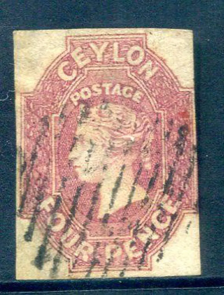 Ceylon 1857 4d dull rose. Cut square with clear ... Image 1++