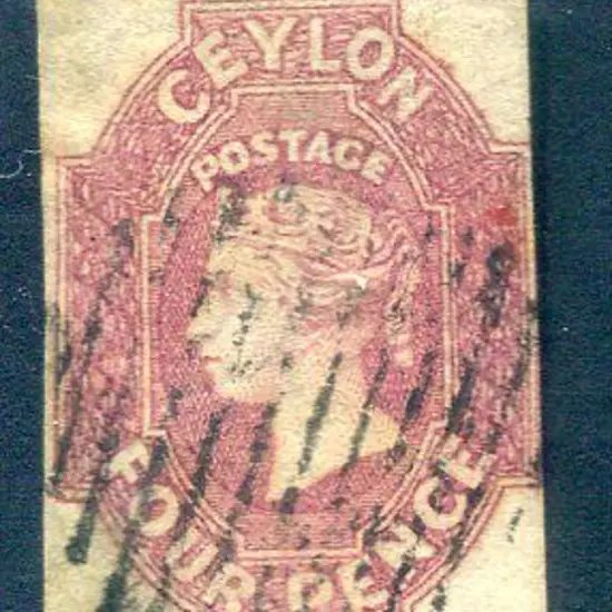 Ceylon 1857 4d dull rose. Cut square with clear ...