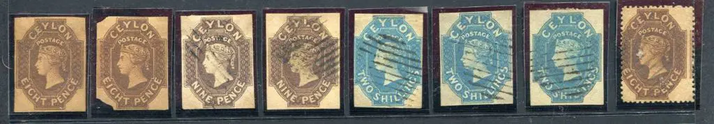 Ceylon 1857/59 Group, possibly 1861/64 with perfs ... Image 1++