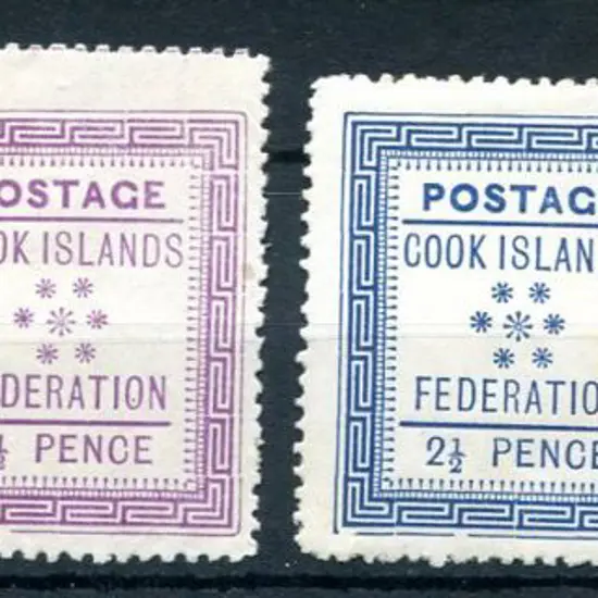 Cook Islands 1892 Federation set of 4 on toned ...