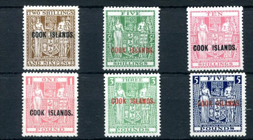 Cook Islands 1943/54 Arms set of 6 on Wiggins ... Image 1++