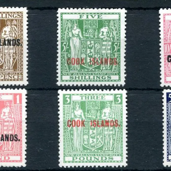 Cook Islands 1943/54 Arms set of 6 on Wiggins ...