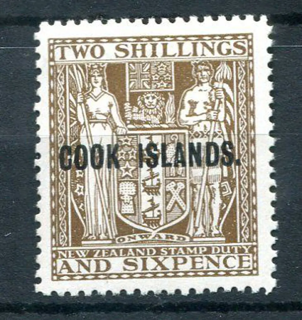 Cook Islands 1946 2/6d brown "COOK ISLANDS." ovpt ... Image 1++