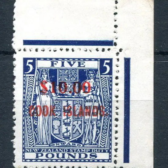 Cook Islands 1967 $10 on £5 blue Arms decimal ...