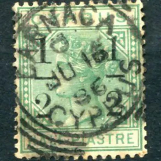 Cyprus 1886 "½" on ½pi green, wmk Crown CA with ...