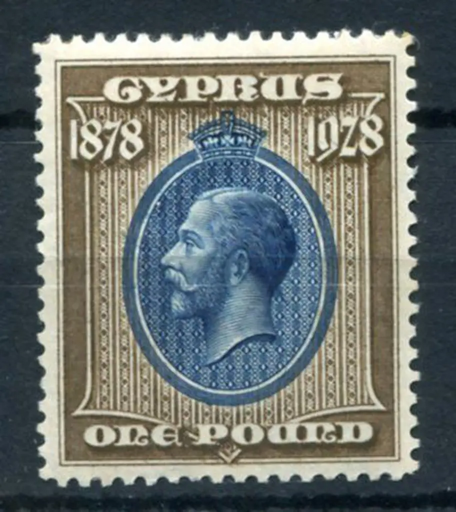 Cyprus 1928 £1 blue & bistre 50th Anniv. MLH with ... Image 1++