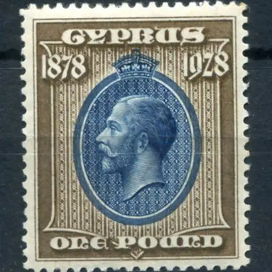 Cyprus 1928 £1 blue & bistre 50th Anniv. MLH with ...