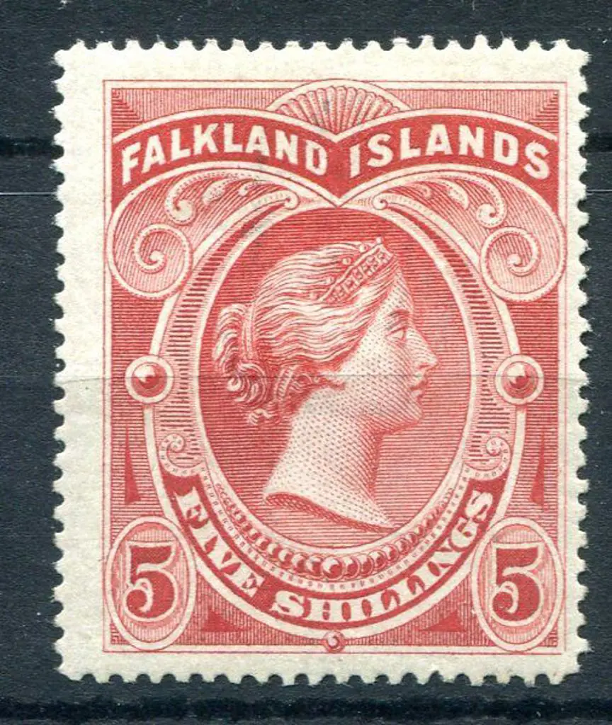 Falkland Islands 1898 5/- red. MLH. SG 42, Cat. ... Image 1++