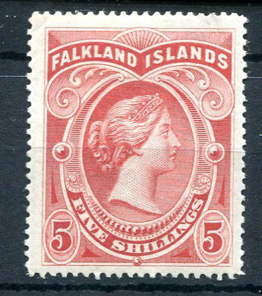 Falkland Islands 1898 5/- red. MLH with good ... Image 1++