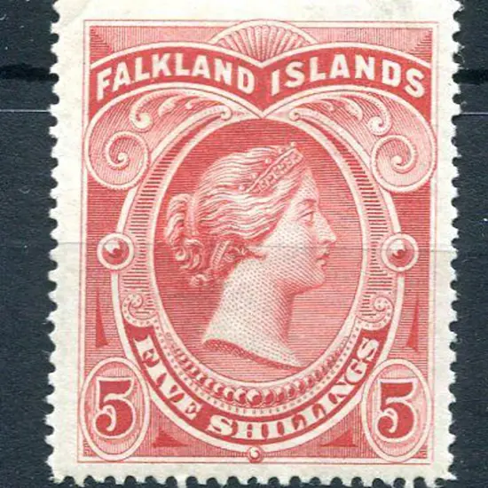Falkland Islands 1898 5/- red. MLH with good ...