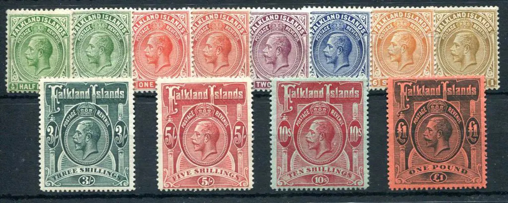 Falkland Islands 1912/20 KGV MCA wmk set to £1 ... Image 1++