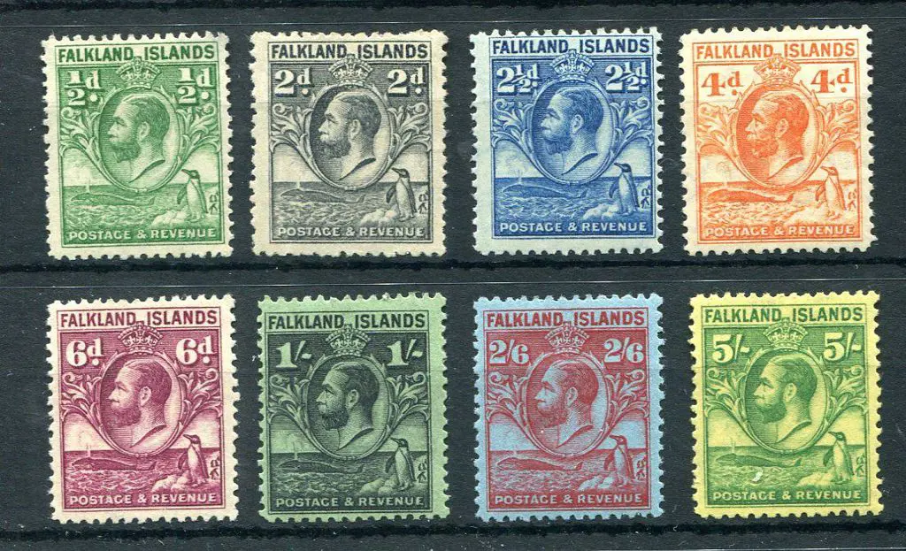 Falkland Islands 1929/37 "Whale & Penguin" KGV ... Image 1++