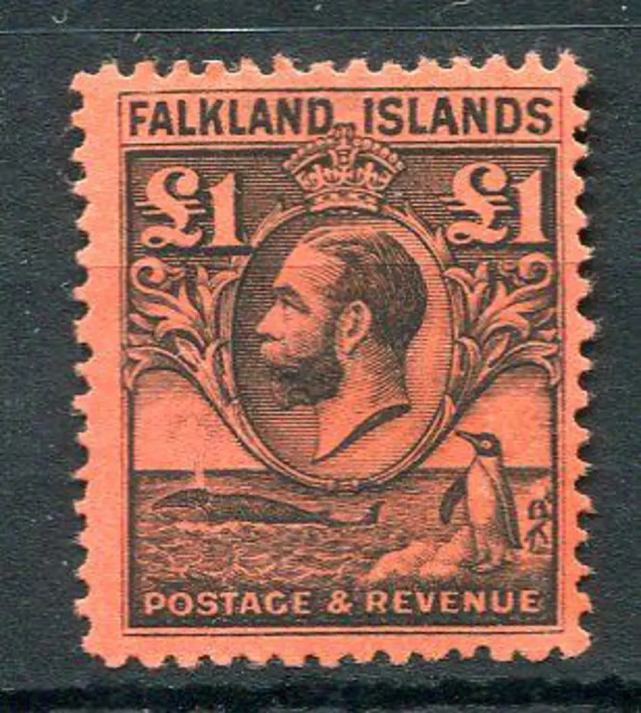 Falkland Islands 1929/37 £1 black on red. Fine ... Image 1++