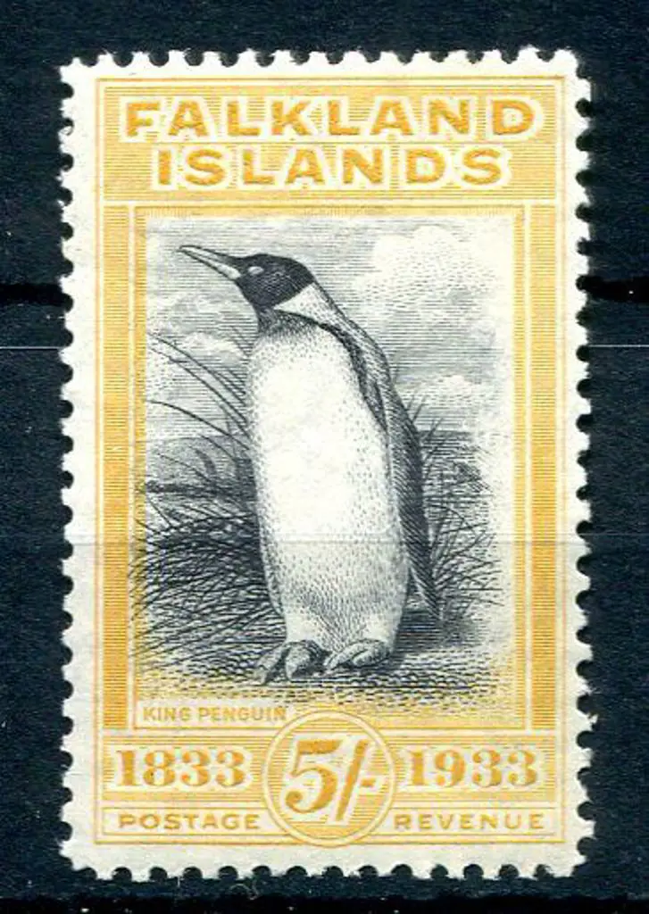 Falkland Islands 1933 5/- black & yellow Cent. ... Image 1++