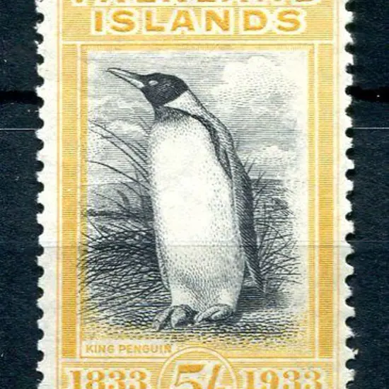 Falkland Islands 1933 5/- black & yellow Cent. ...