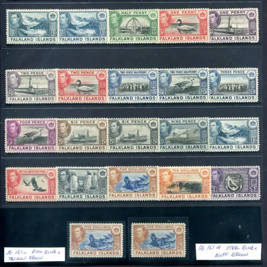 Falkland Islands 1938/50 KGVI defins to £1 incl 3 ...