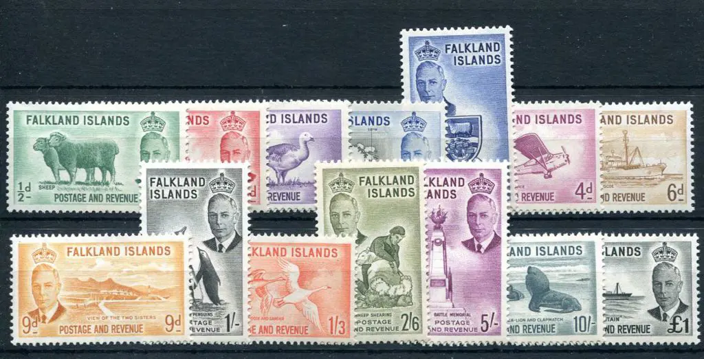 Falkland Islands 1952 KGVI Pictorials to £1 MLH. ... Image 1++