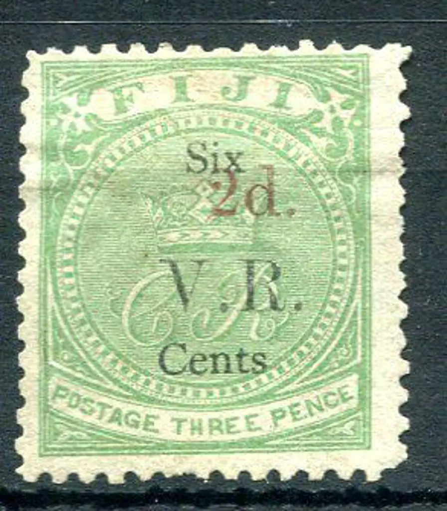 Fiji 1875 "2d." ovpt in black on 1874 "V.R." type ... Image 1++