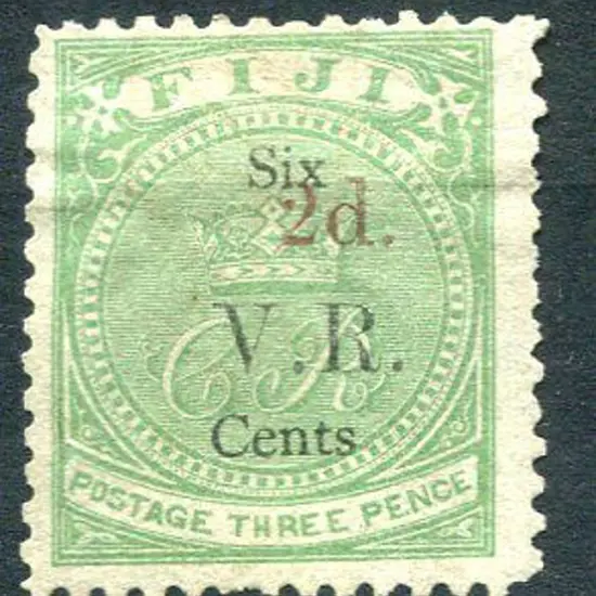 Fiji 1875 "2d." ovpt in black on 1874 "V.R." type ...