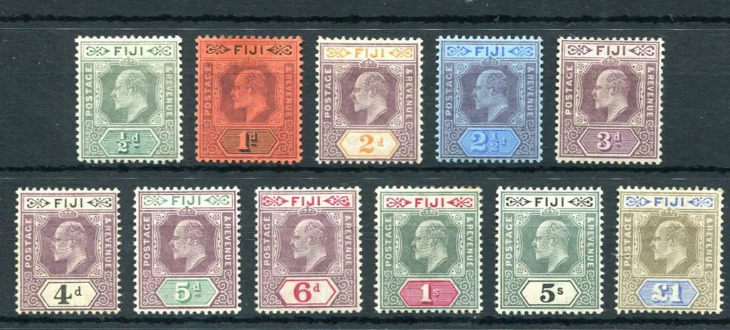 Fiji 1903 KEVII set of 11 to £1 grey black & ... Image 1++