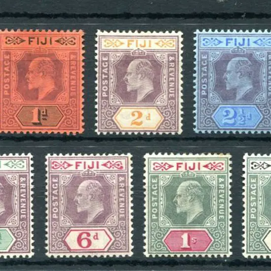 Fiji 1903 KEVII set of 11 to £1 grey black & ...
