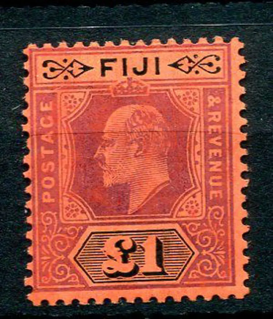 Fiji 1906/12 £1 purple & black on red. Fresh MLH, ... Image 1++