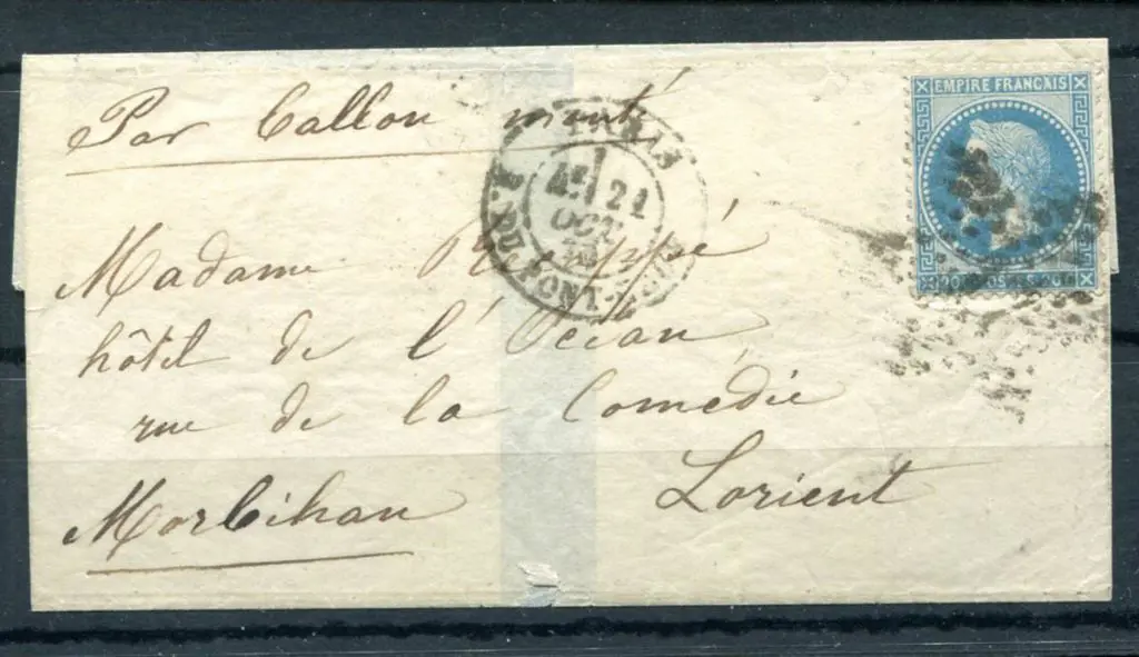 France 1870 (21st Oct) Balloon Mail from the siege ... Image 1++