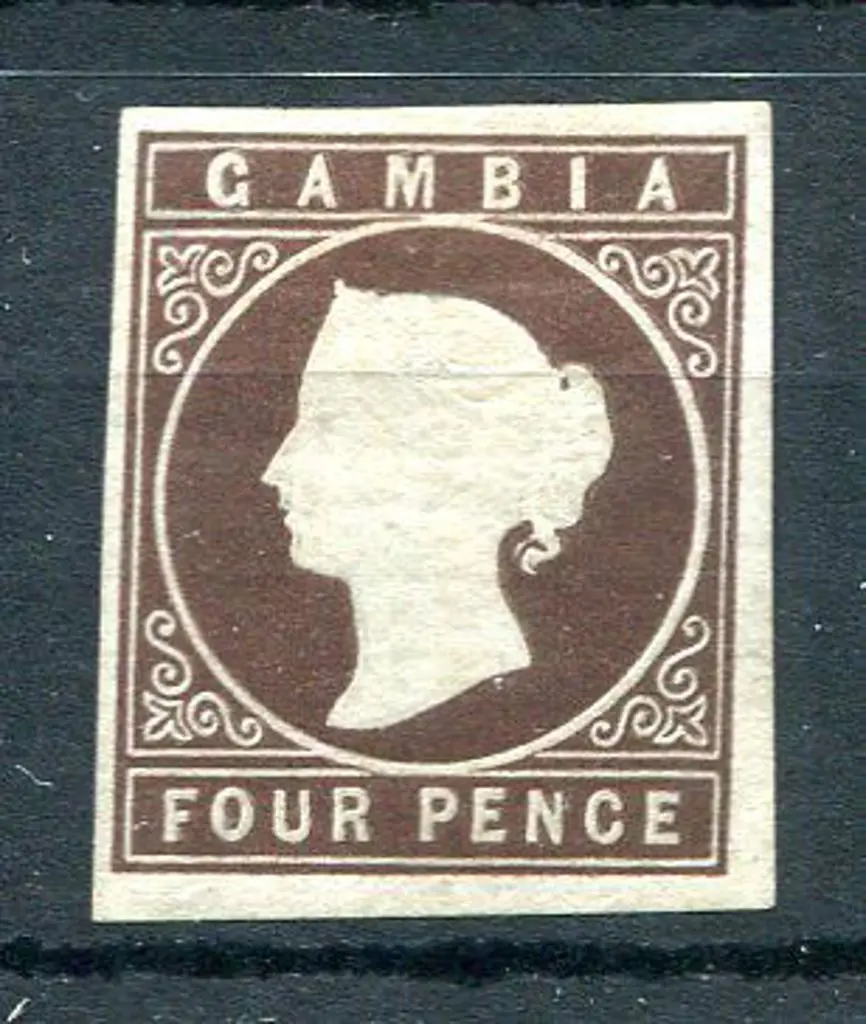 Gambia 1869/72 4d brown embossed imperf with no ... Image 1++