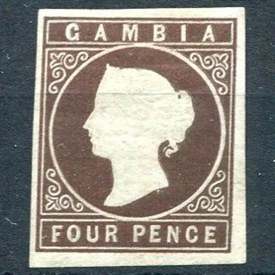 Gambia 1869/72 4d brown embossed imperf with no ...