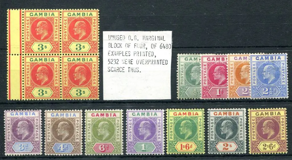 Gambia 1902/05 KEVII Cr/CA wmk set complete to ... Image 1++