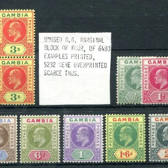 Gambia 1902/05 KEVII Cr/CA wmk set complete to ...