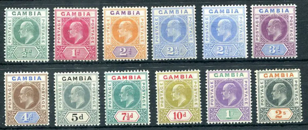 Gambia 1904/06 KEVII Mult Crown CA wmk set to 2/- ... Image 1++