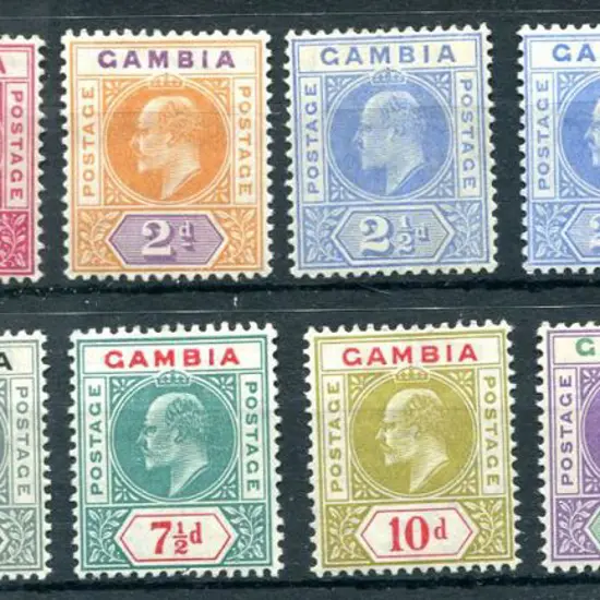 Gambia 1904/06 KEVII Mult Crown CA wmk set to 2/- ...