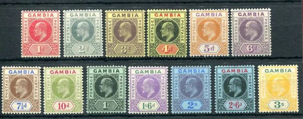 Gambia 1909 KEVII changed colours set to 3/- ... Image 1++