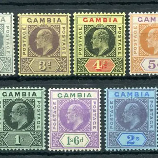 Gambia 1909 KEVII changed colours set to 3/- ...