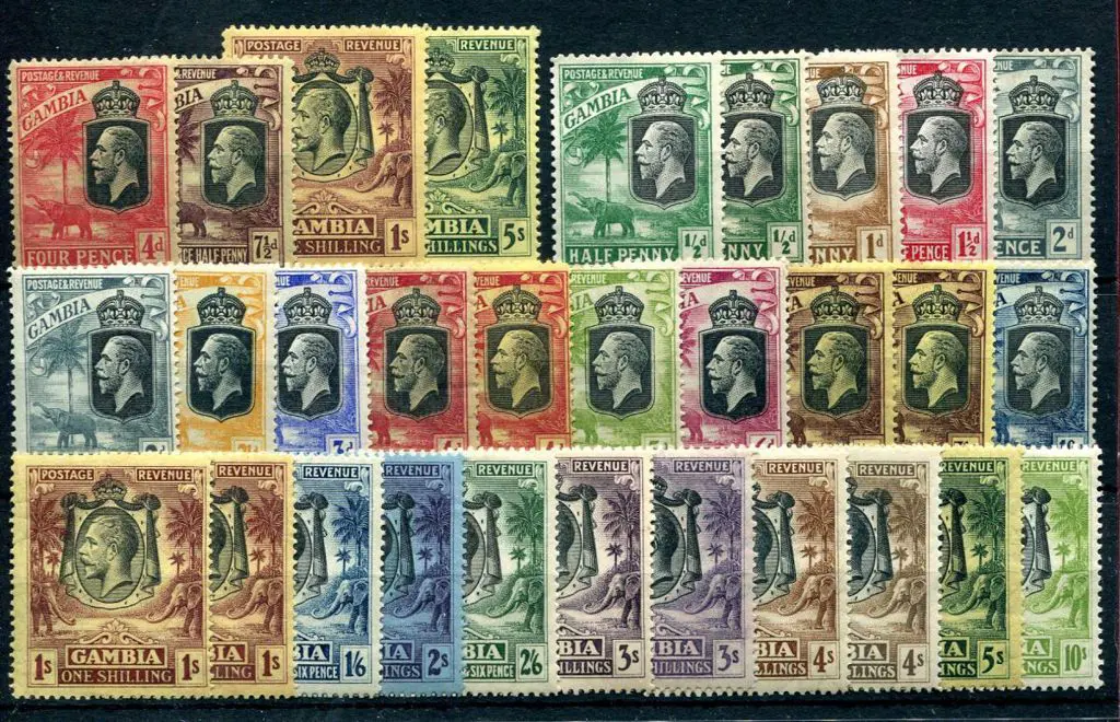 Gambia 1922/29 KGV Portrait & Shield MCA wmk set ... Image 1++