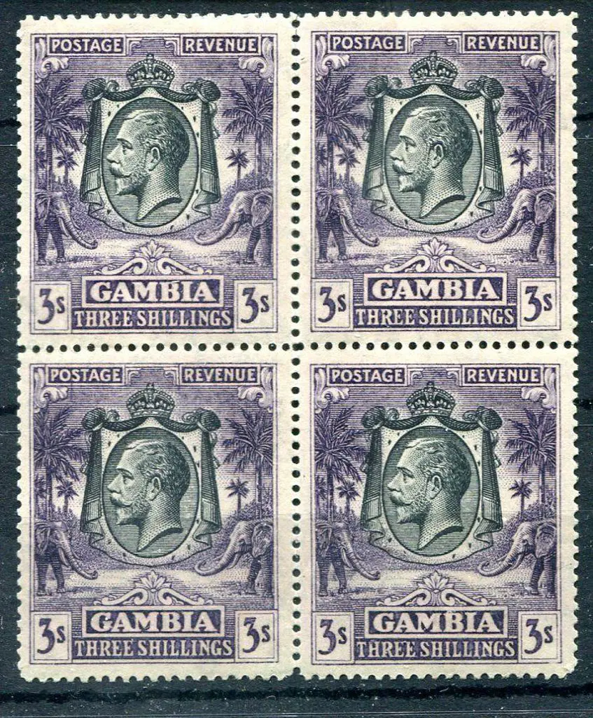 Gambia 1922/29 3/- bright aniline violet KGV in ... Image 1++