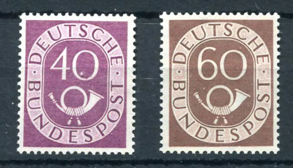 Germany 1951 40pf & 60pf Posthorns. Fine MUH. SG ... Image 1++