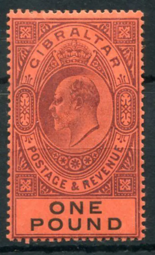 Gibralter 1903 £1 dull purple & black on red. Fine ... Image 1++