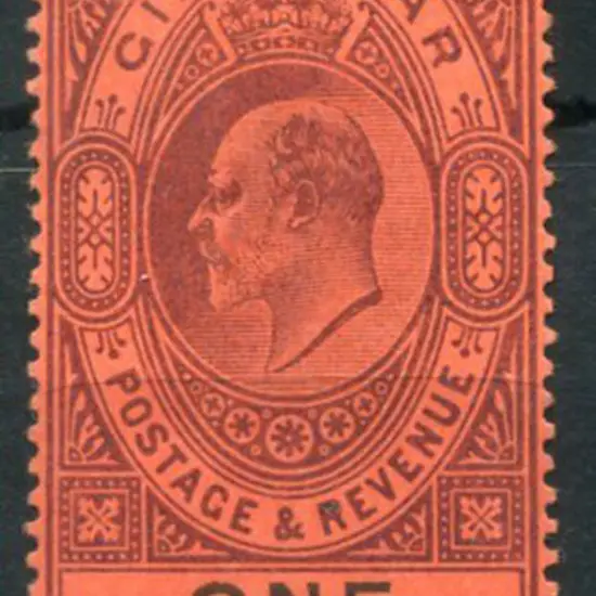Gibralter 1903 £1 dull purple & black on red. Fine ...
